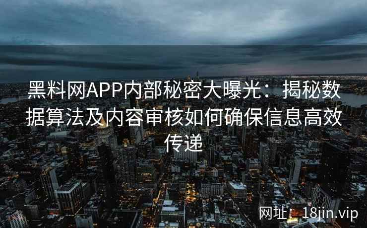 黑料网APP内部秘密大曝光：揭秘数据算法及内容审核如何确保信息高效传递